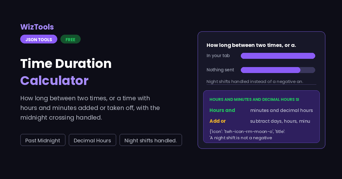 Free Online Time Duration, Add and Subtract Time Calculator