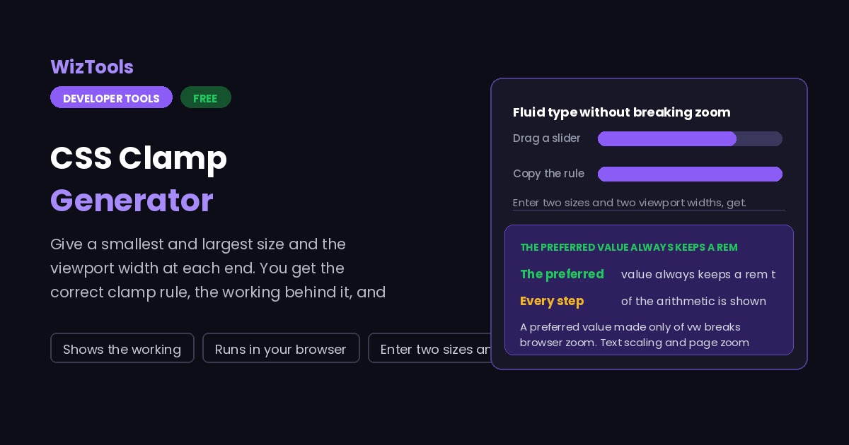 Free Online CSS Clamp Calculator for Fluid Type