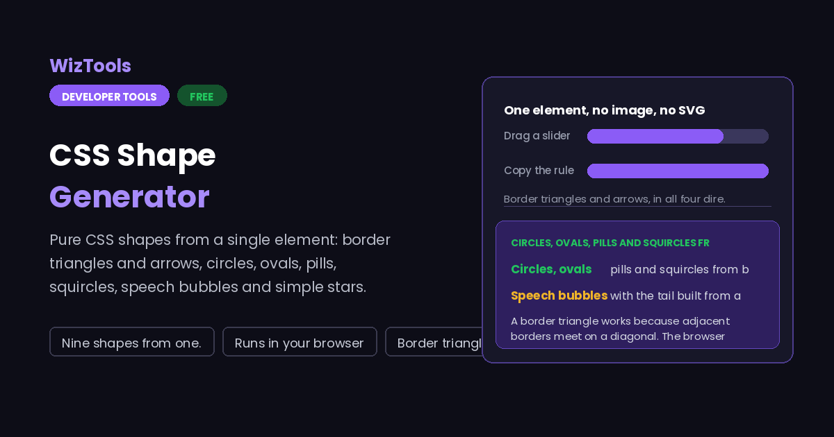 Free Online CSS Shape Generator, Triangles, Arrows and Bubbles
