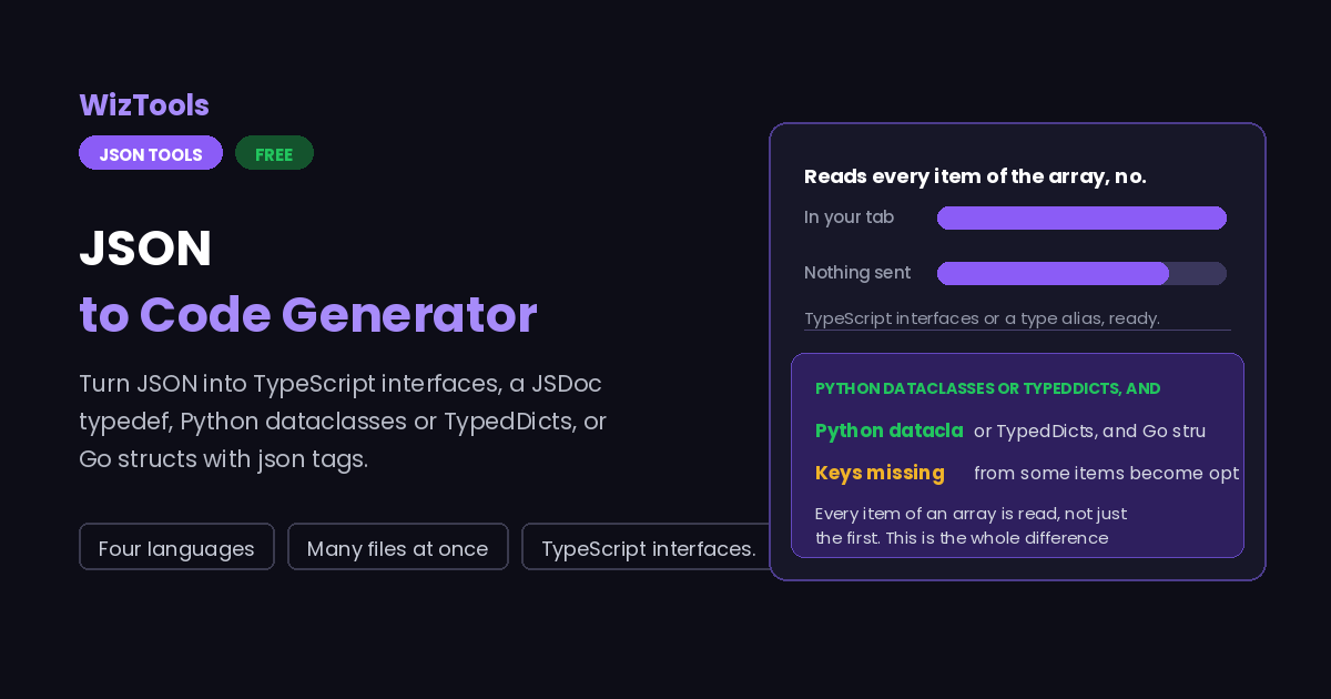 Free Online JSON to Code Generator
