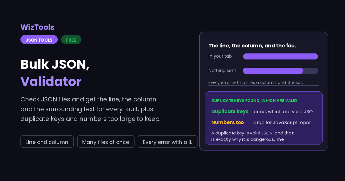 Free Online JSON Validator With Line and Column