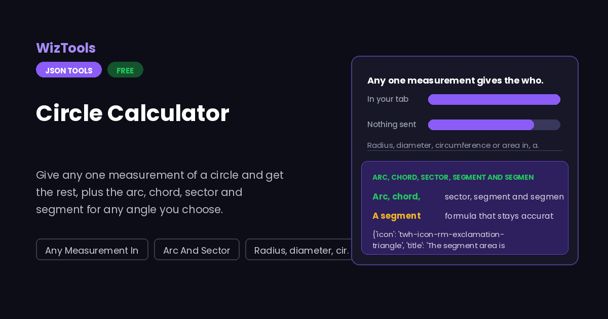 Free Online Circle Calculator With Arc and Sector