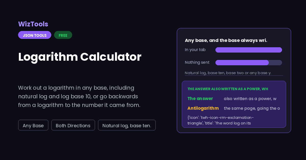 Free Online Logarithm Calculator, Natural Log, Log Base 10 and Any Base