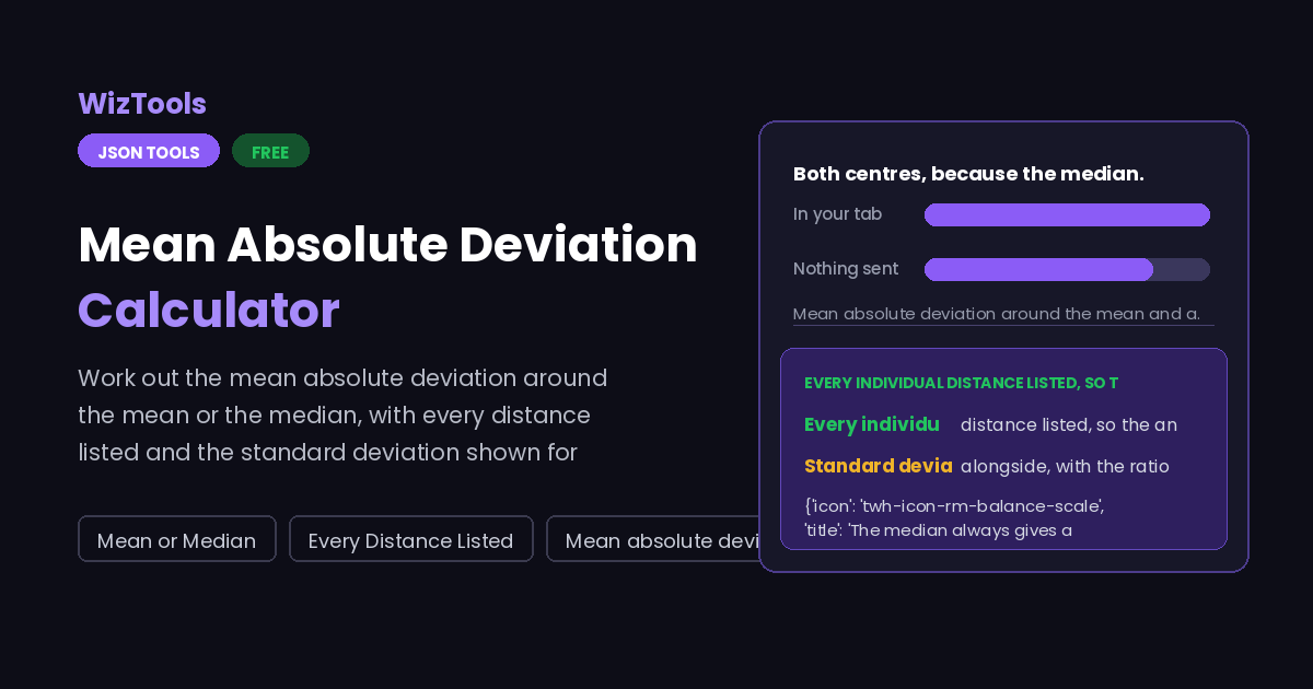 Free Online Mean Absolute Deviation Calculator, MAD Around Mean or Median