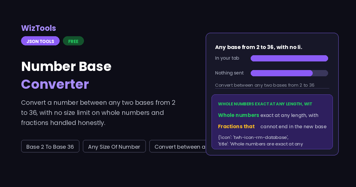 Free Online Number Base Converter, Base 2 to Base 36