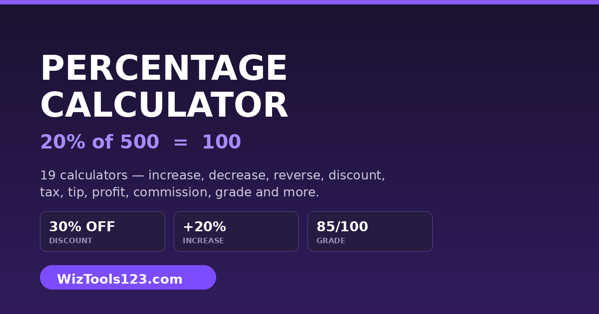Free Online Percentage Calculator, Increase, Discount, Tax & Tip