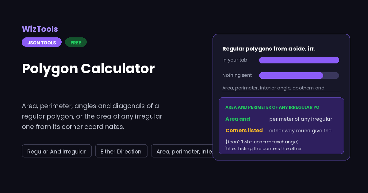 Free Online Polygon Calculator, Regular and Irregular