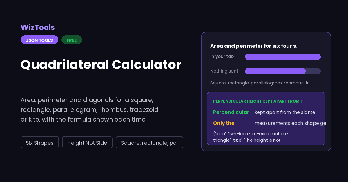 Free Online Quadrilateral Calculator For Six Shapes
