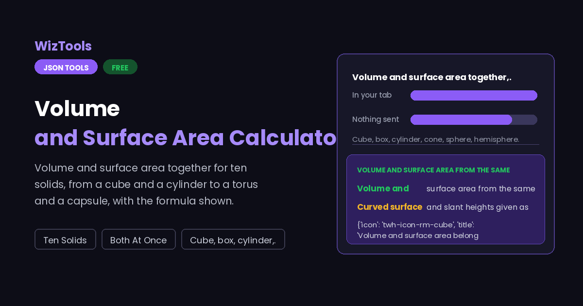 Free Online Volume and Surface Area Calculator