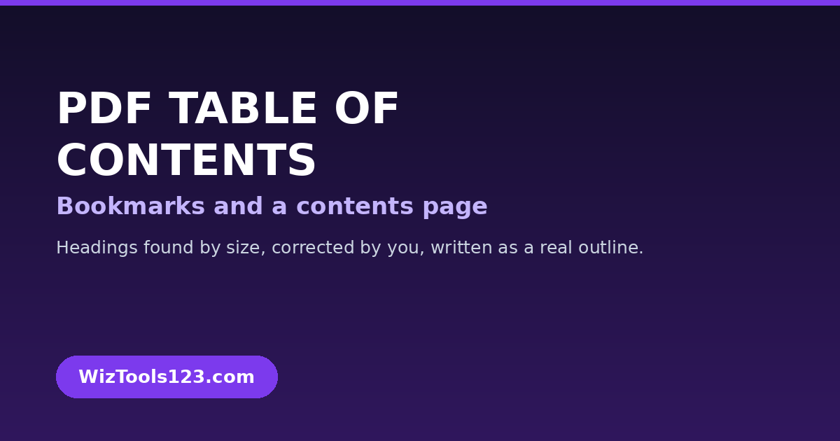 Free Online PDF Table of Contents Generator With Real Bookmarks