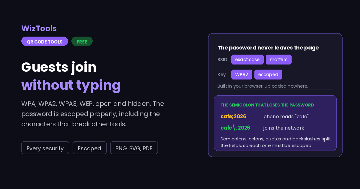 Free Online WiFi QR Code Generator for Guest Network Access