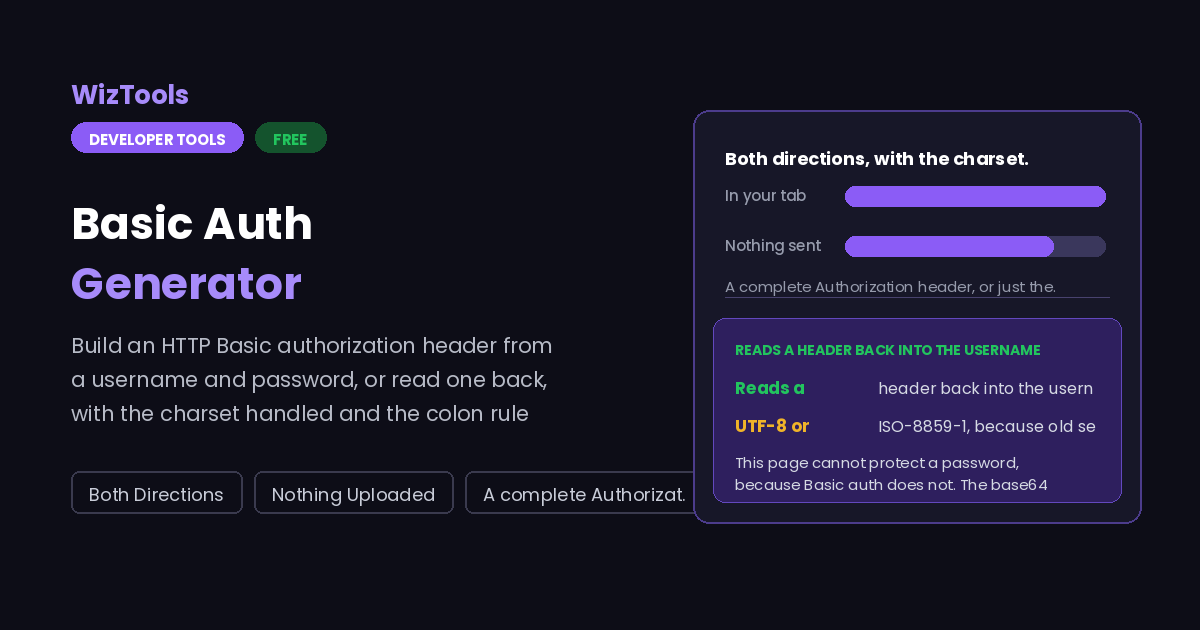 Free Online Basic Auth Generator and HTTP Header Decoder