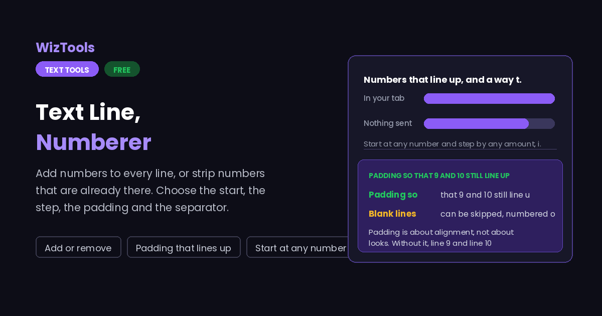 Free Online Line Numberer, Add or Remove Numbers From Lines