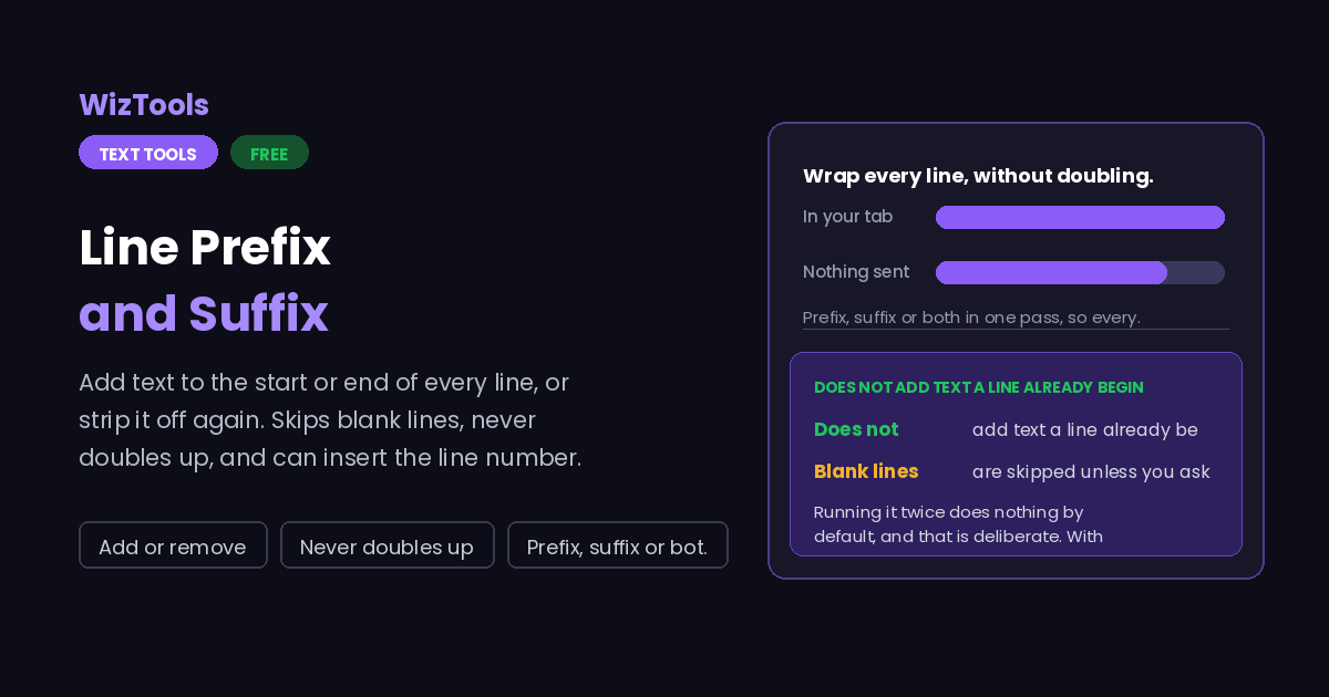 Free Online Prefix and Suffix Adder For Lines Of Text