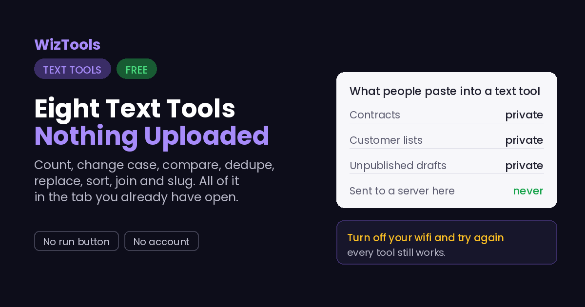 Free Online Word Counter, Case Converter, Text Compare, Sort, Replace & Slug Tools