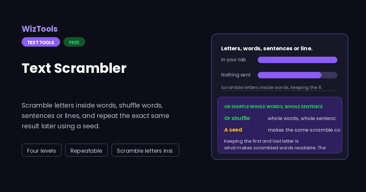 Free Online Text Scrambler For Letters, Words and Lines