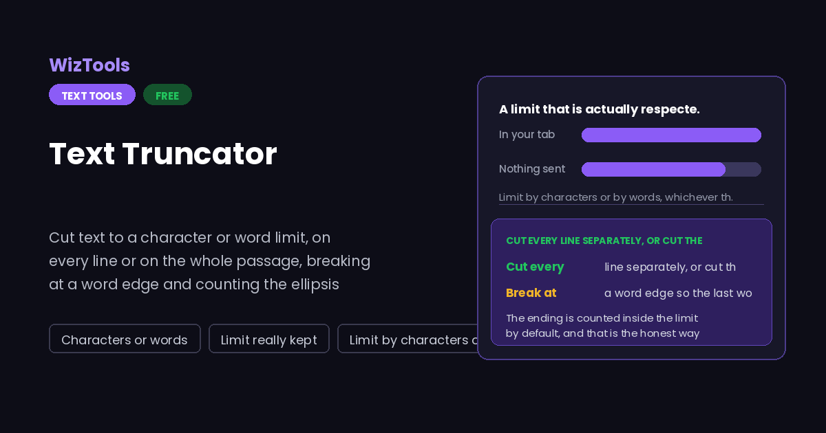 Free Online Text Truncator, Cut Text To A Length Limit