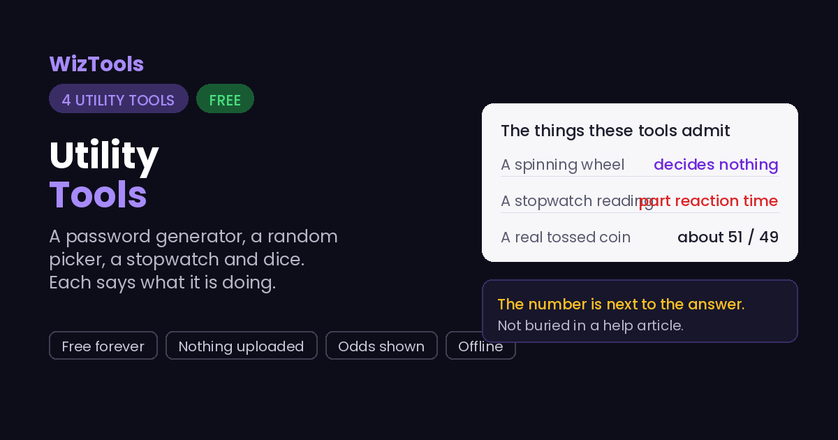 Free Online Password Generator, Random Picker, Dice, Stopwatch & More Tools