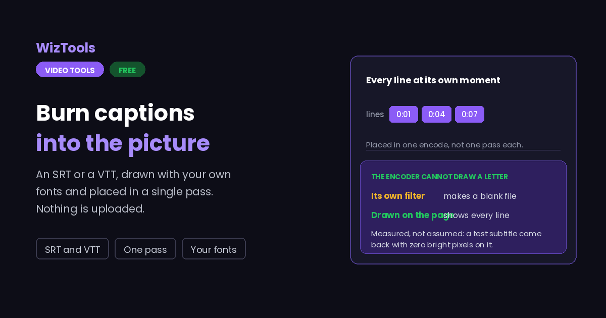 Free Online Subtitle Burner for SRT and VTT Files
